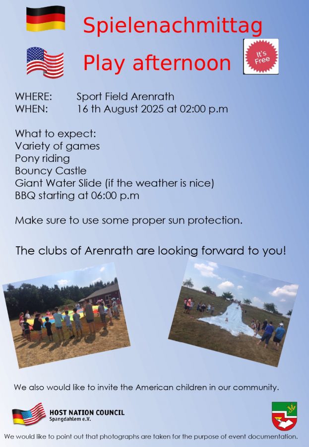 Flyer englische Version - Spielenachmittag Gemeinde Arenrath August 2025 - Host Nation Council Spangdahlem e.V.